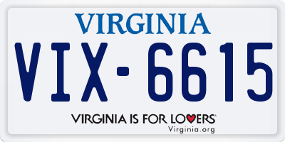 VA license plate VIX6615