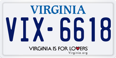 VA license plate VIX6618