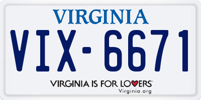 VA license plate VIX6671