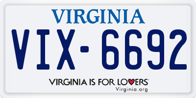 VA license plate VIX6692