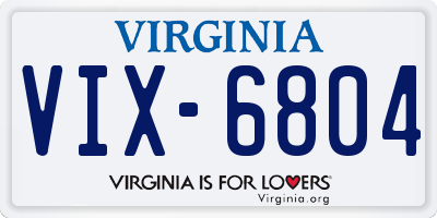 VA license plate VIX6804
