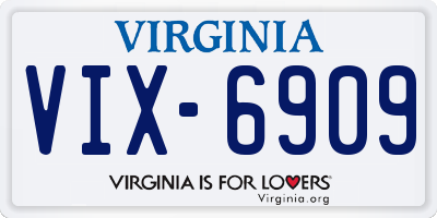 VA license plate VIX6909