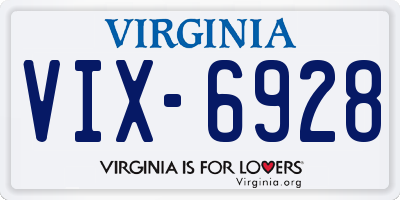 VA license plate VIX6928