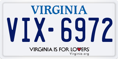 VA license plate VIX6972