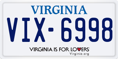 VA license plate VIX6998