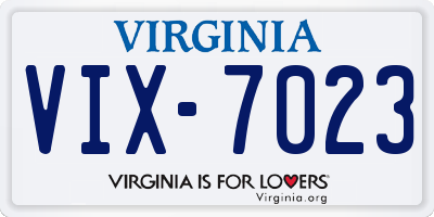 VA license plate VIX7023