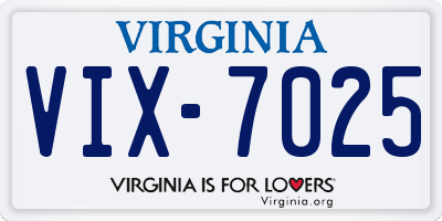 VA license plate VIX7025