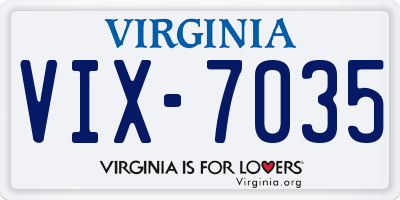 VA license plate VIX7035