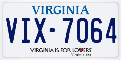 VA license plate VIX7064