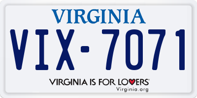 VA license plate VIX7071