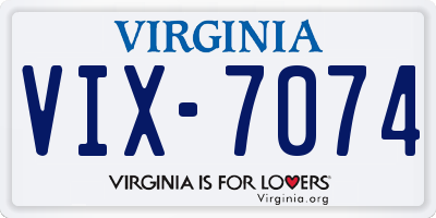 VA license plate VIX7074