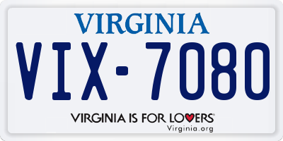 VA license plate VIX7080