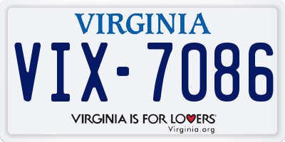 VA license plate VIX7086