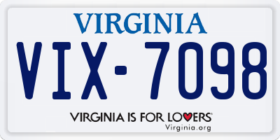 VA license plate VIX7098