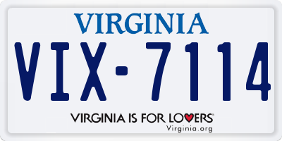 VA license plate VIX7114