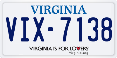 VA license plate VIX7138