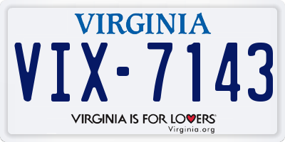 VA license plate VIX7143