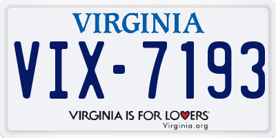VA license plate VIX7193
