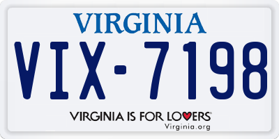 VA license plate VIX7198