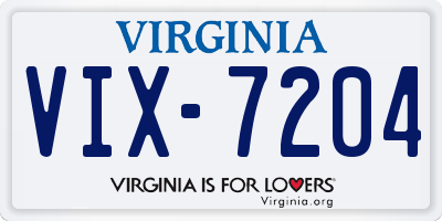 VA license plate VIX7204