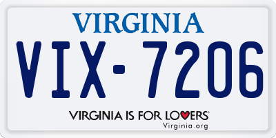 VA license plate VIX7206