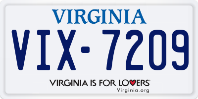 VA license plate VIX7209