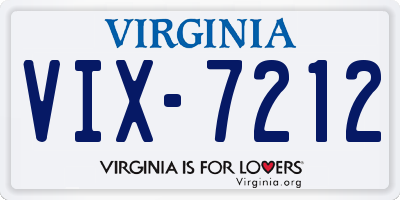 VA license plate VIX7212