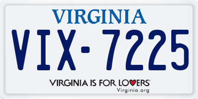 VA license plate VIX7225