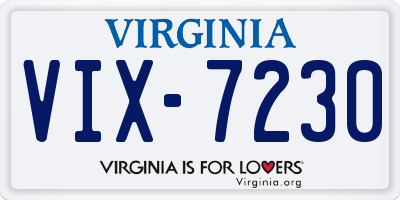VA license plate VIX7230