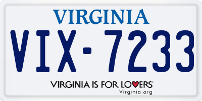 VA license plate VIX7233