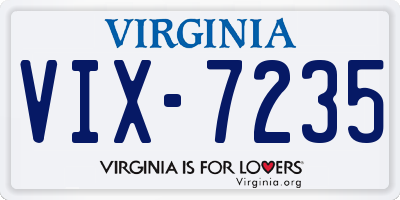 VA license plate VIX7235