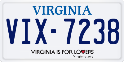 VA license plate VIX7238