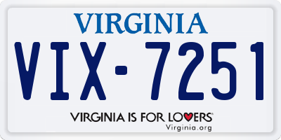 VA license plate VIX7251