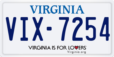 VA license plate VIX7254