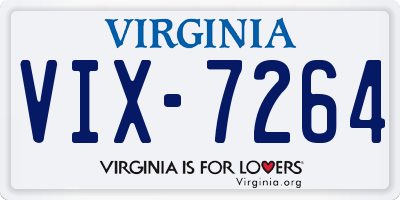 VA license plate VIX7264