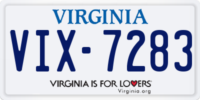 VA license plate VIX7283