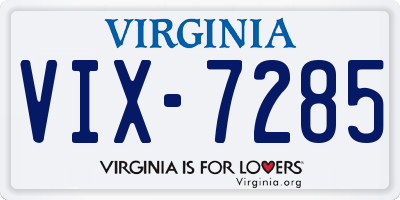 VA license plate VIX7285