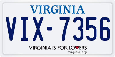 VA license plate VIX7356
