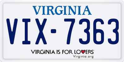 VA license plate VIX7363