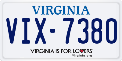 VA license plate VIX7380