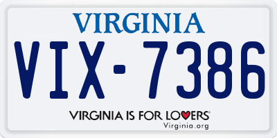 VA license plate VIX7386