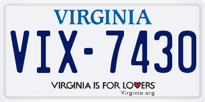 VA license plate VIX7430