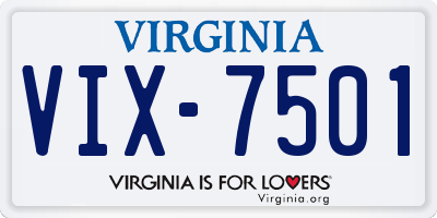VA license plate VIX7501