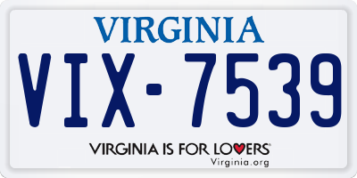 VA license plate VIX7539