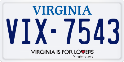 VA license plate VIX7543