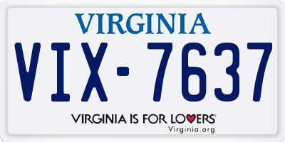 VA license plate VIX7637
