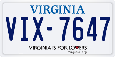 VA license plate VIX7647