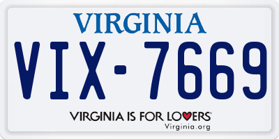 VA license plate VIX7669