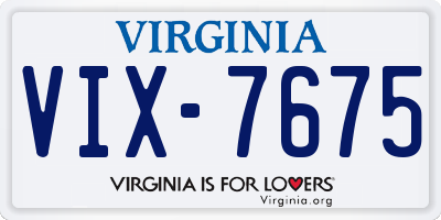 VA license plate VIX7675