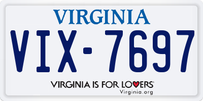 VA license plate VIX7697
